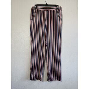 Collection Plus Size Navy Blue Striped Wide Leg Pants PL